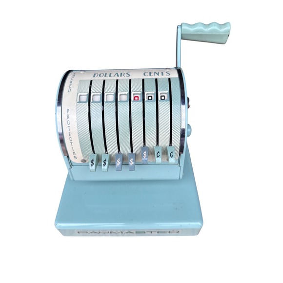 Retro Paymaster Series X-550 Check Writer Adding Machine w Key Working Turqoise - Picture 2 of 9